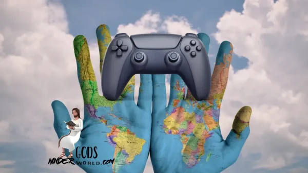 hands made from the world jesus sitting and game control